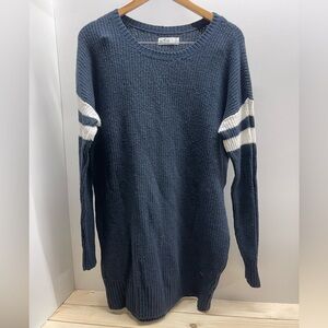 Hollister Navy Blue Knit Sweater Dress with White Stripes Y2K